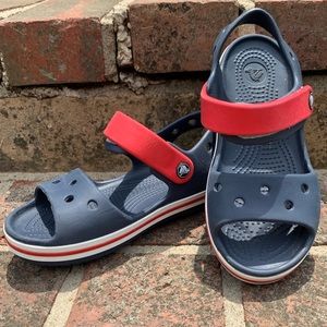 Kids Sports Crocs Velcro Sandals Blue Red
